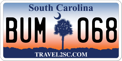 SC license plate BUM068
