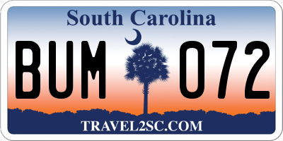 SC license plate BUM072
