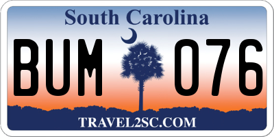 SC license plate BUM076