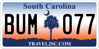 SC license plate BUM077