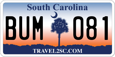 SC license plate BUM081