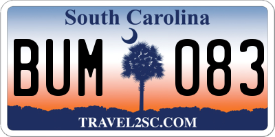 SC license plate BUM083