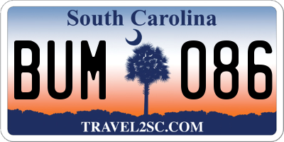 SC license plate BUM086