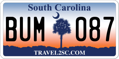 SC license plate BUM087
