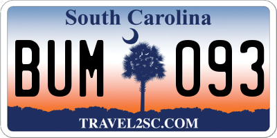 SC license plate BUM093