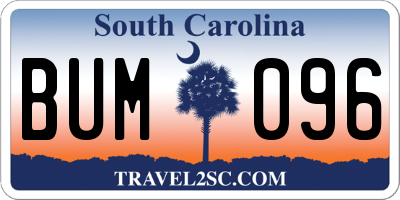 SC license plate BUM096