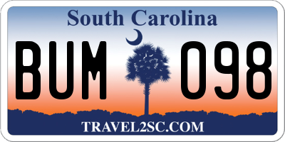 SC license plate BUM098