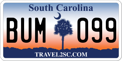 SC license plate BUM099