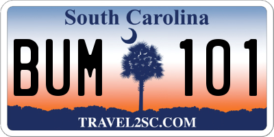 SC license plate BUM101