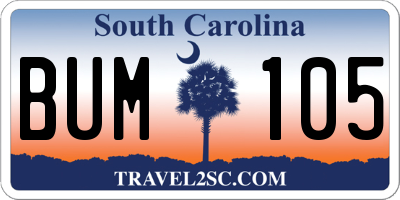 SC license plate BUM105