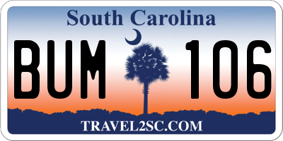 SC license plate BUM106