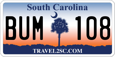 SC license plate BUM108