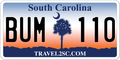 SC license plate BUM110