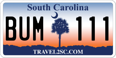 SC license plate BUM111