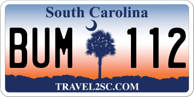 SC license plate BUM112