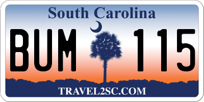 SC license plate BUM115