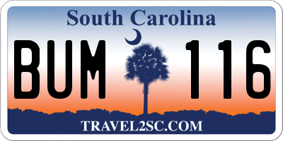 SC license plate BUM116