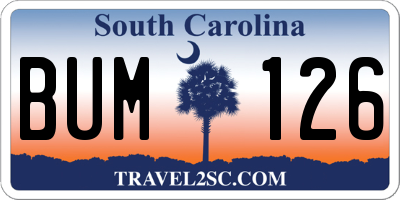 SC license plate BUM126