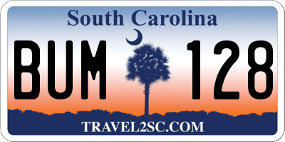 SC license plate BUM128