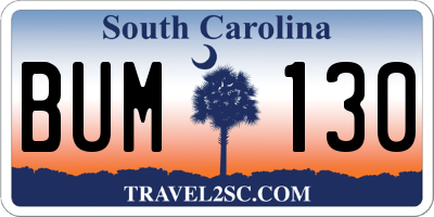 SC license plate BUM130