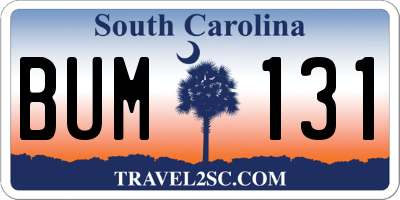 SC license plate BUM131