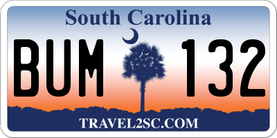 SC license plate BUM132