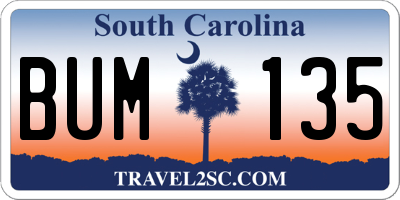 SC license plate BUM135