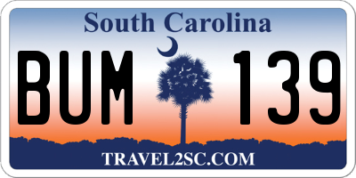SC license plate BUM139