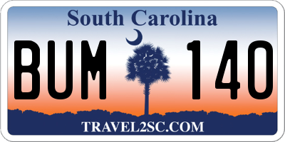 SC license plate BUM140