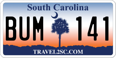 SC license plate BUM141