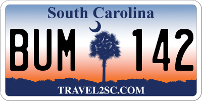 SC license plate BUM142