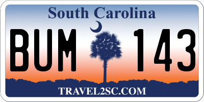 SC license plate BUM143