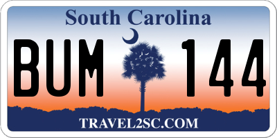 SC license plate BUM144