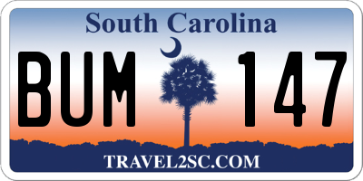 SC license plate BUM147