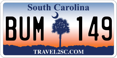 SC license plate BUM149