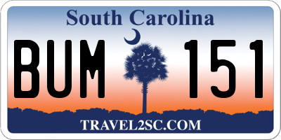 SC license plate BUM151