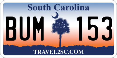 SC license plate BUM153