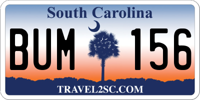 SC license plate BUM156