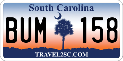 SC license plate BUM158
