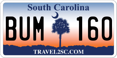 SC license plate BUM160