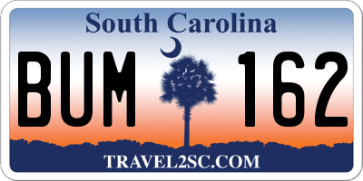 SC license plate BUM162