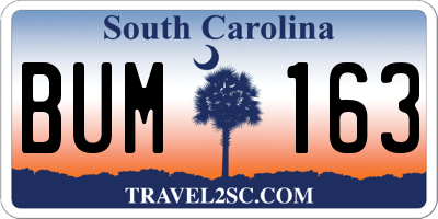 SC license plate BUM163