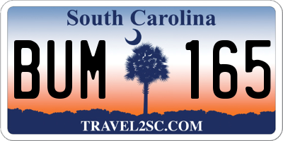 SC license plate BUM165