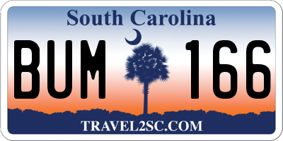 SC license plate BUM166