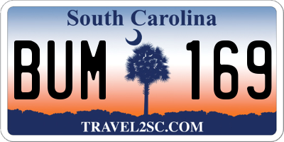 SC license plate BUM169