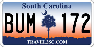 SC license plate BUM172