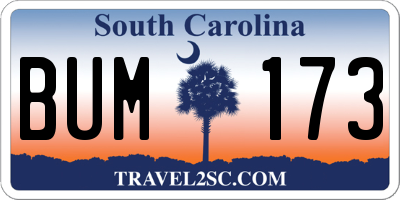 SC license plate BUM173