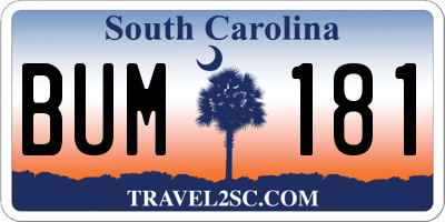 SC license plate BUM181