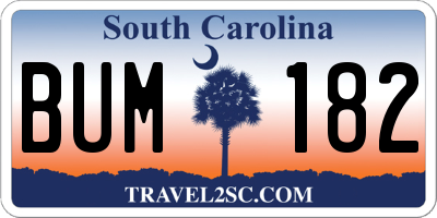 SC license plate BUM182