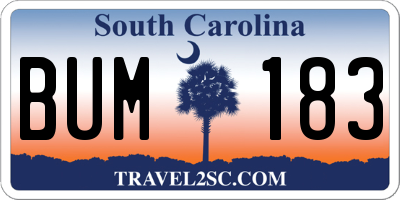 SC license plate BUM183